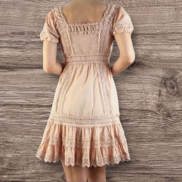 Vintage Victoria's Secret Woven Crochet Lace Peasant Fit Flare Summer Dress - Picture 6 of 9